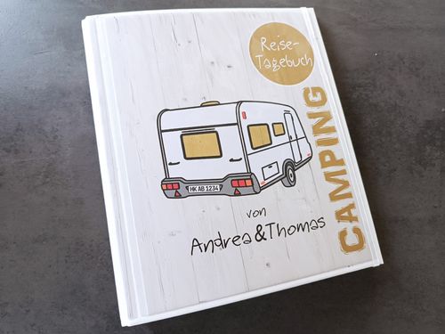 Camping-Tagebuch Wohnwagen personalisiert mit Namen/Kennzeichen und Register